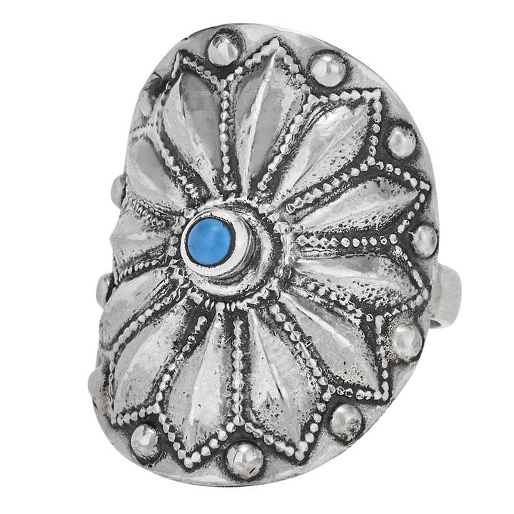 Anillo de plata de ley turquesa irradiante relajación para venta al por mayor de Tiger Mountain Jewelry