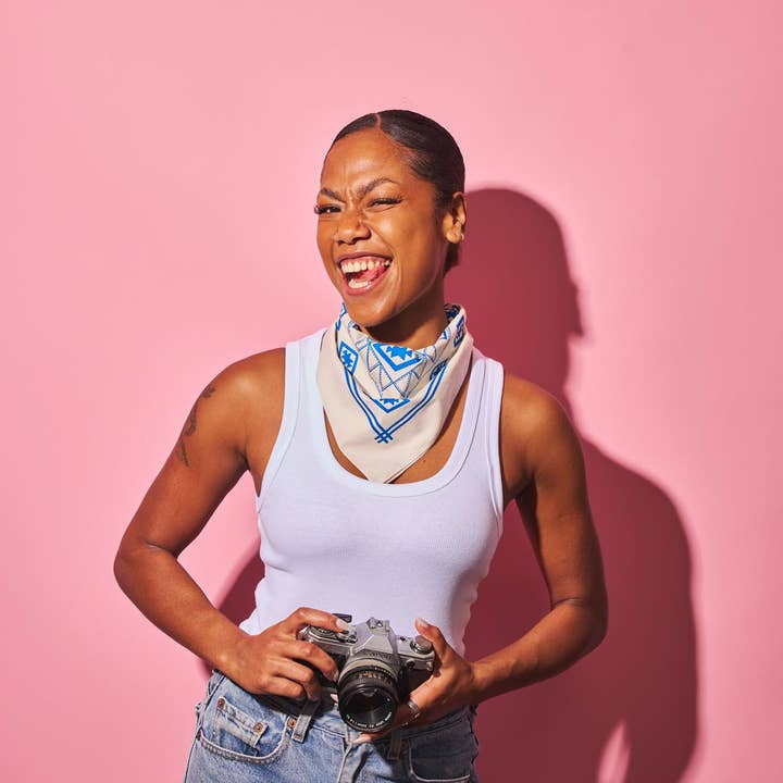 Beige and blue Blanket Under the Stars Bandana for wholesale on Faire3