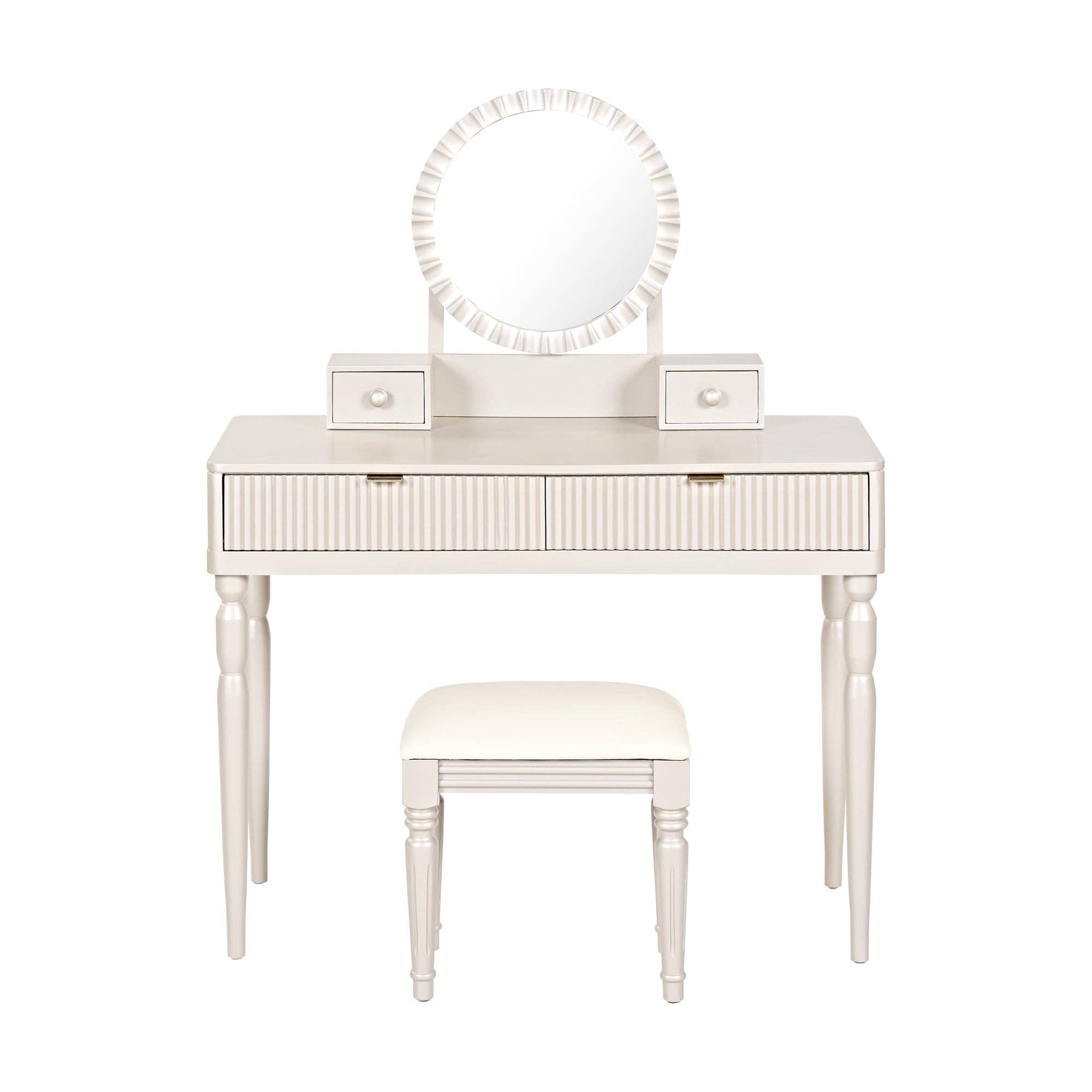 39F Inc. - Wholesale Vanity Mirror - Champagne Vanity Desk with Mirror & Stool, 4 Drawers8