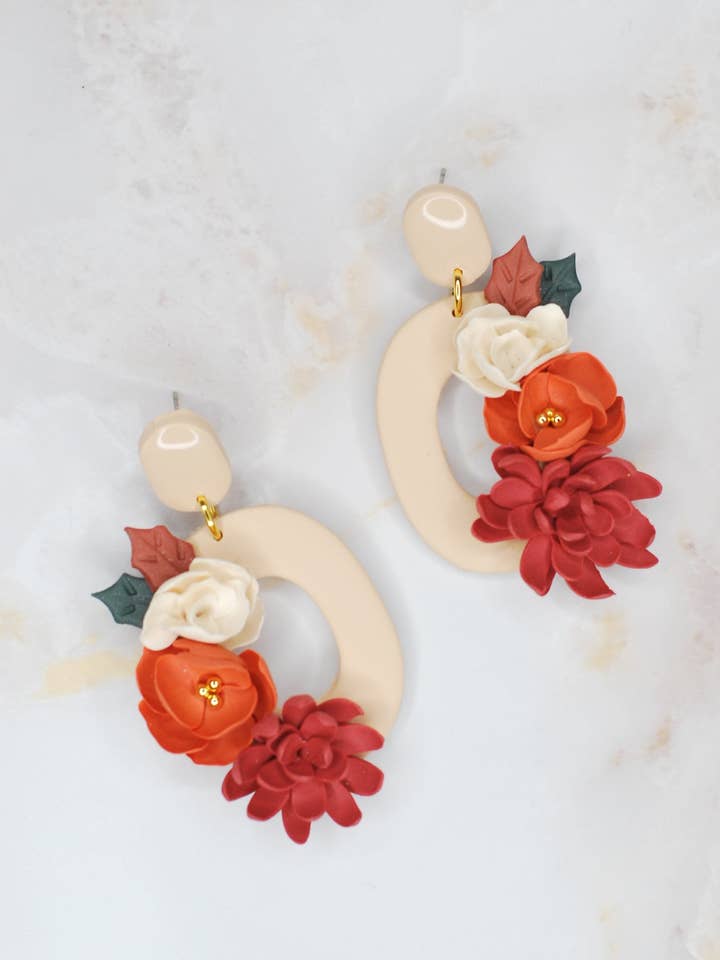 Orecchini Ovali Floreali Autunnali per la vendita all'ingrosso da parte di SATAZI