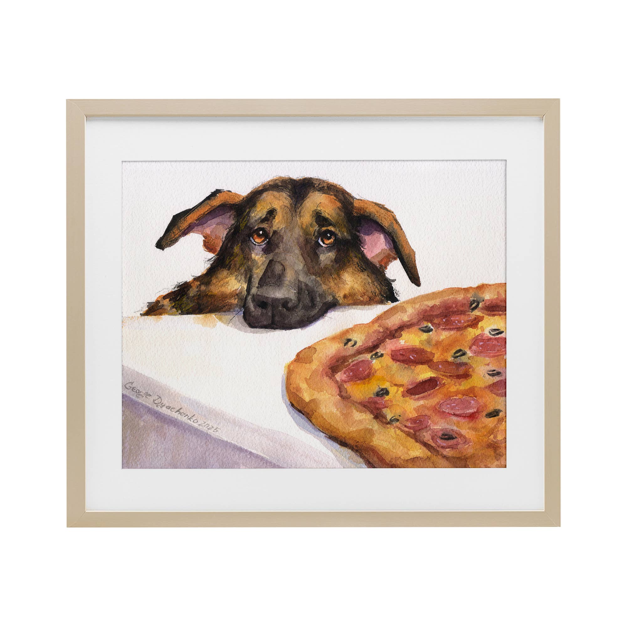 Stupell Industries - Wholesale Wall Sign - German Shepherd with Pizza - Print Under Glass Wall Art11
