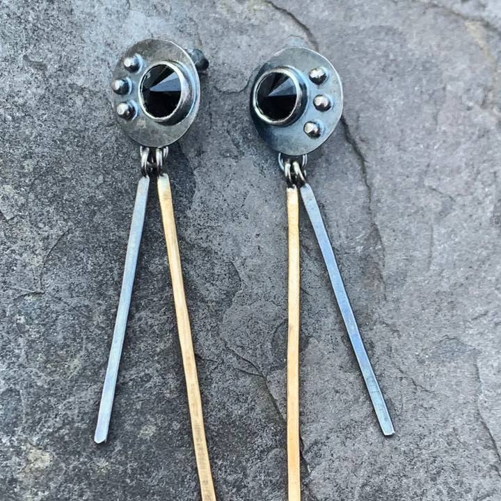 Wells Earrings w/Pyrite for wholesale by little cat metals