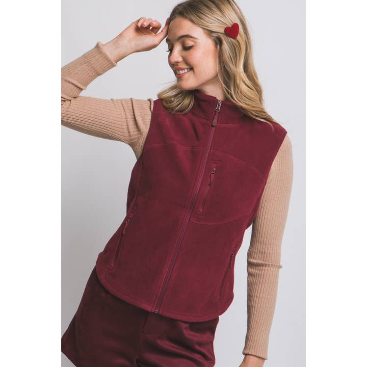 Style Up - Wholesale Jacket - Women's - Polar Fleece Lightweight Vest w Zippered Pockets4