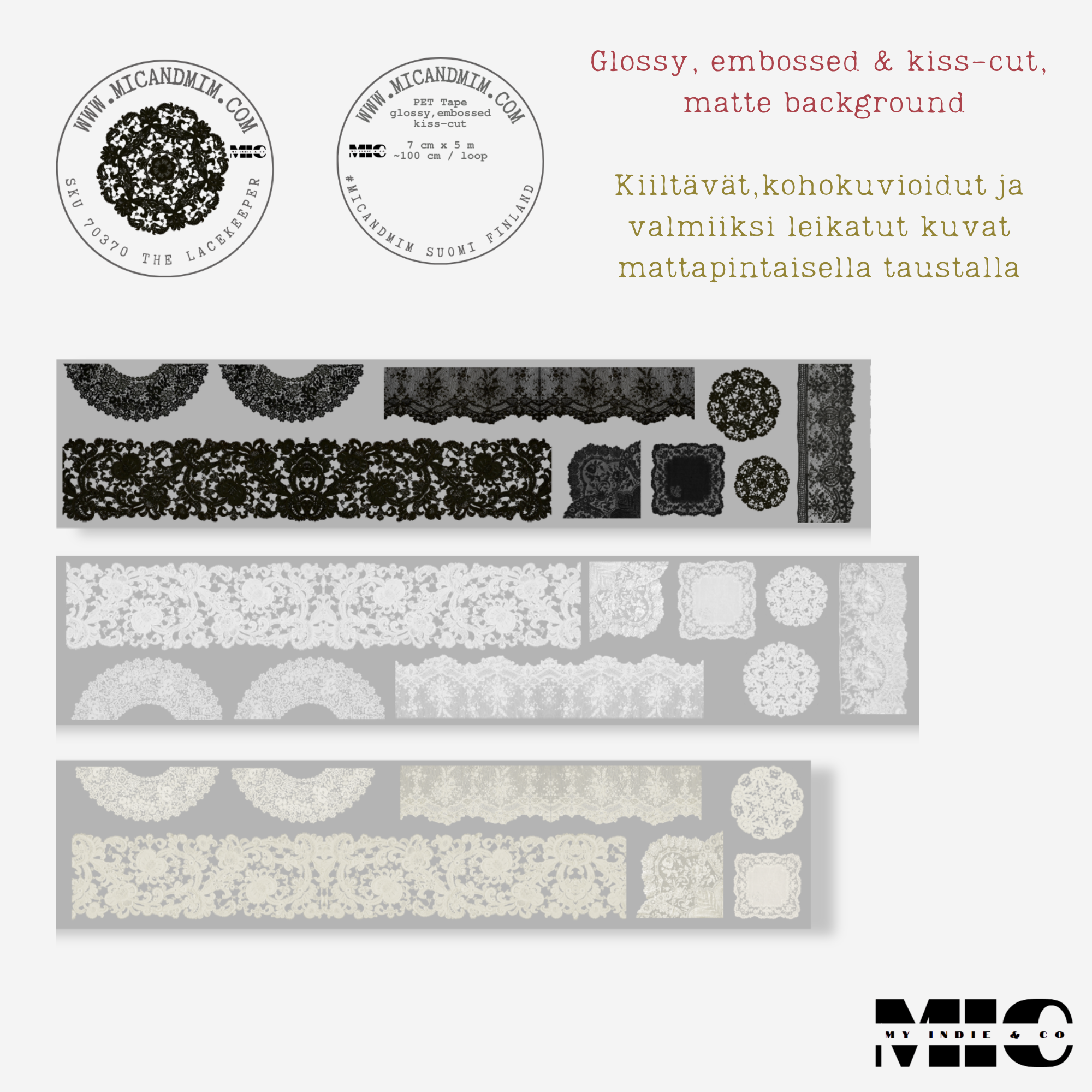 MIC & MIM Premium Paper Shop - Wholesale Sticker - MIC | PET Tape (3D Glossy & Kiss-cut): The Lacekeeper8