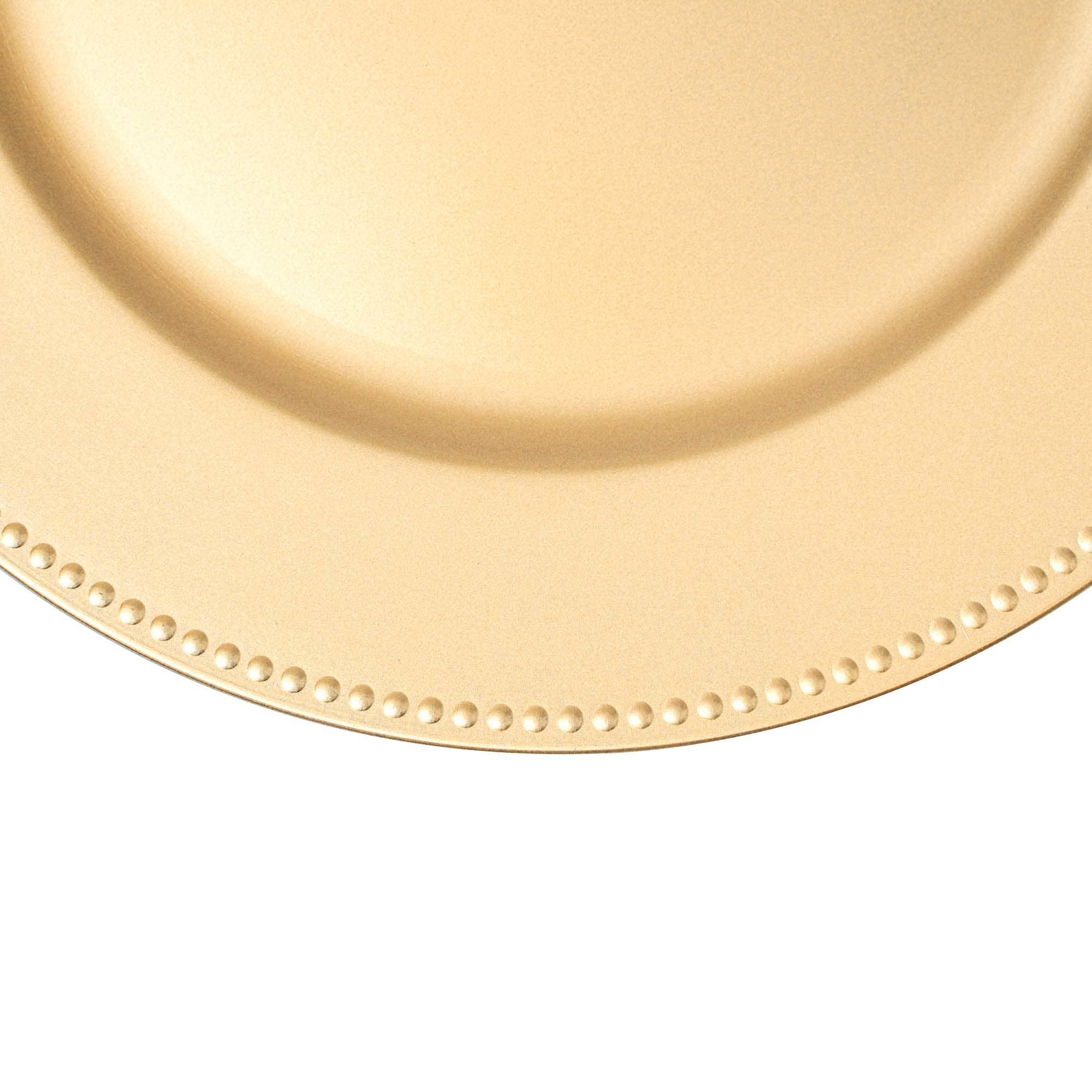 Portofino International Trading, USA - Wholesale Charger Plate - Matte Beaded Edge Plastic Charger Plate 13" - Gold4