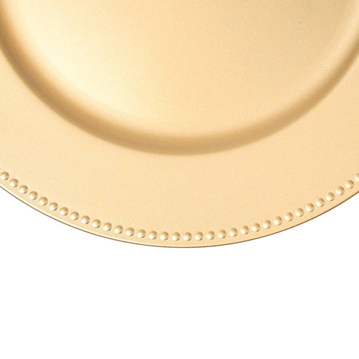 Portofino International Trading, USA - Wholesale Charger Plate - Matte Beaded Edge Plastic Charger Plate 13" - Gold4