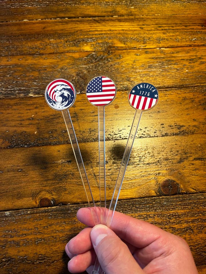 July 4 Drink Stirrers - Set of 20 Stirrers for wholesale by Stir Crazy Sticks