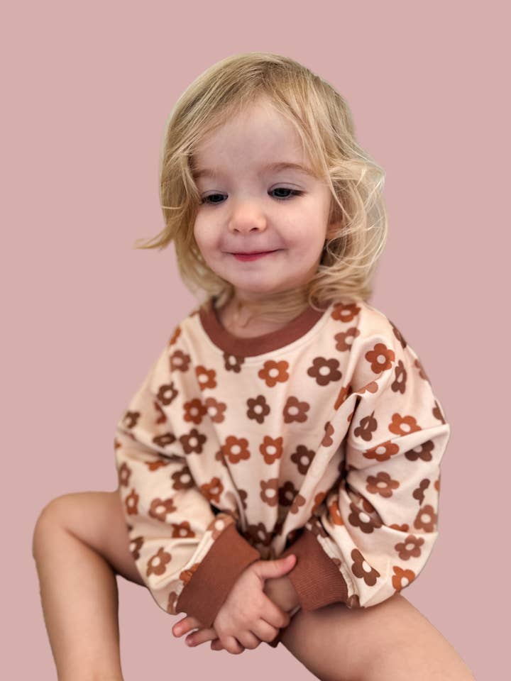 Addie Joy company - Wholesale Jumpsuit - Baby - Oversized Cozy Romper - Spiced Daisy1