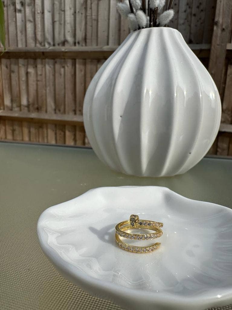Gemscape UK – wholesale Ring med flera stenar – Justerrbar spiralring i guld med kristaller8