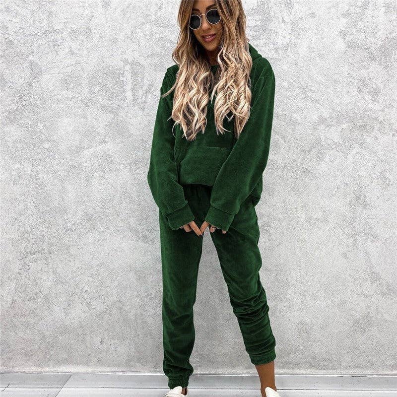 UZ Wholesale Store - Vente Ensemble de vêtements d'intérieur – femme - Ensemble de sweat à capuche et pantalon de survêtement uni8