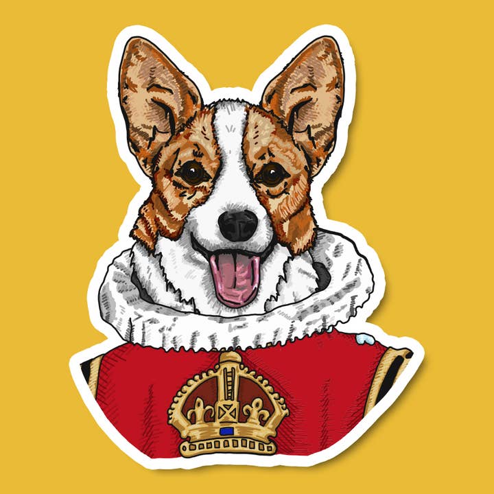 Autocollant Corgi Royal pour la vente par Black River Letterpress & Paper Co.