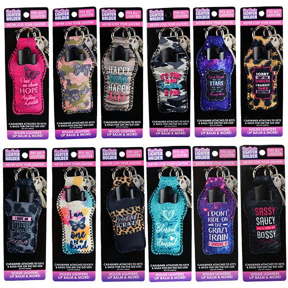 Novelty Closeout - Wholesale Keychain - Unisex - Smokezilla Neoprene Keychain Lighter Case Carded Assortment