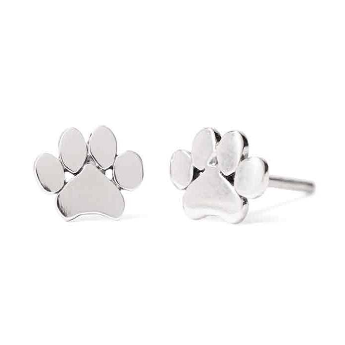 Orecchini a perno in argento Sterling o bronzo con stampa a zampa, 6 x 7 mm per la vendita all'ingrosso da parte di Nina Designs