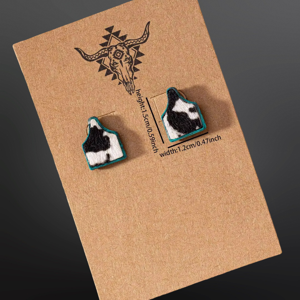 Westrian International - Wholesale Stud/Post Earrings - Faux Cowhide Cow Tag Earrings1