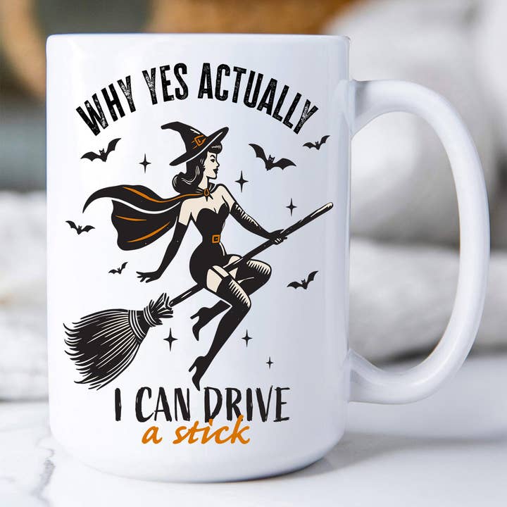 Avery Lane Gifts - Vendita all'ingrosso Tazza - Tazza da caffè retrò «I can Drive a Stick» per Halloween0