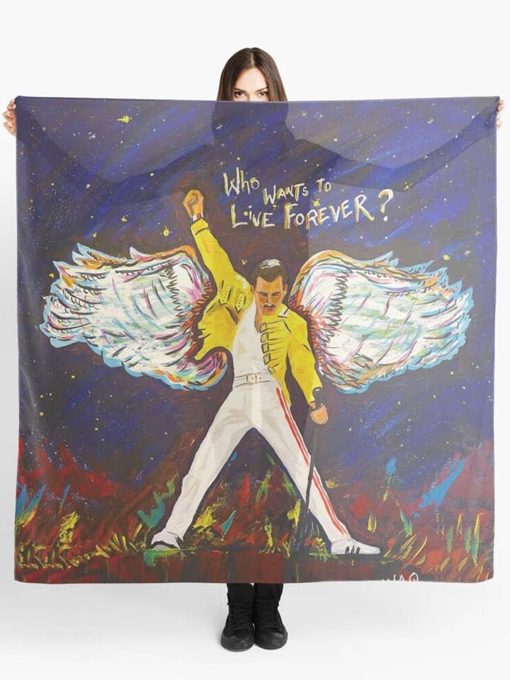 Queen, Anjo Mercúrio, Banda de Rock. Cachecol, Print. por atacado de SAVAQ