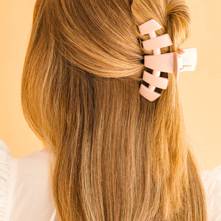 TELETIES - Wholesale Hair Clip - Women's - Classic Hair Clip | Large | Pearly Pink