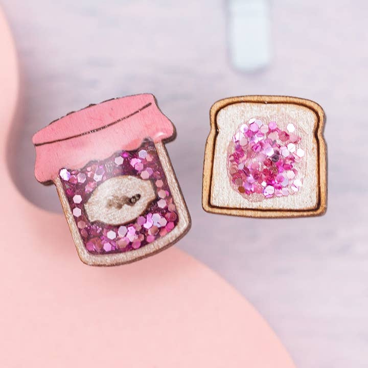 Jam & Toast Earrings - Strawberry for wholesale by Bekbek Makes