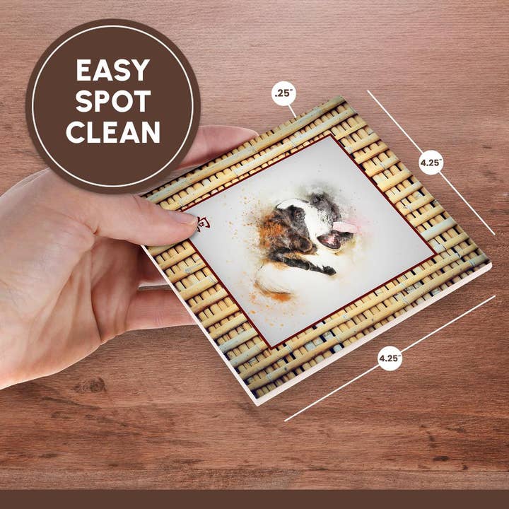 3dRose - Wholesale Coasters - 3dRose, Saint Bernard on Realistic Bamboo Look ,Sign of the Dog in Chinese, Coaster6