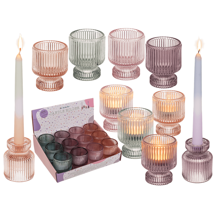 Out of the blue KG - Venta al por mayor Candelabros - portavelas o portavelas de vidrio, 2 en 1,0