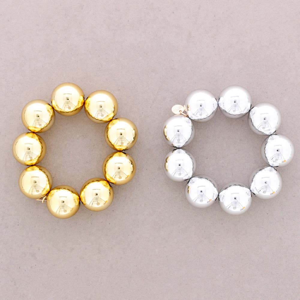 Sonata - Wholesale Snap Jewelry - Elastic Bracelet 25mm Metal Finish Beads2