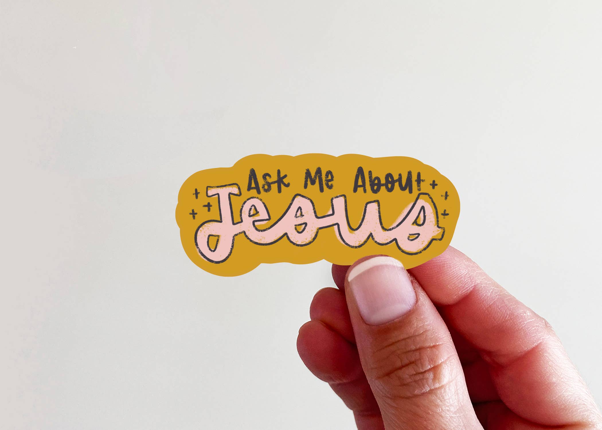 Kingfolk Co - Wholesale Sticker - Ask Me About Jesus Vinyl Laptop Water Bottle Sticker