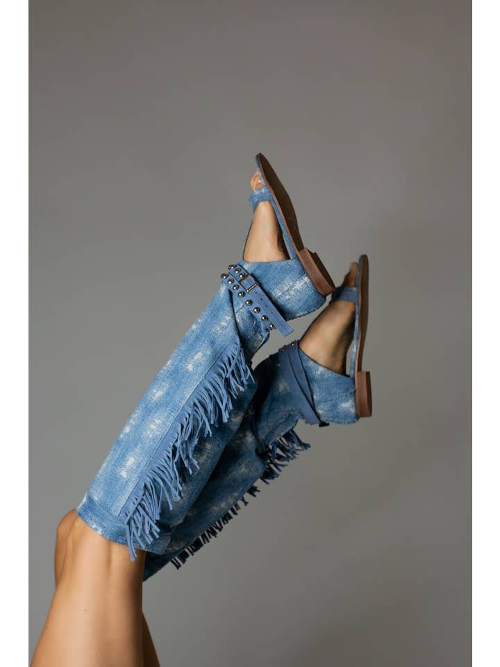 Cynthia Richard - Wholesale Boots - Women's - Abigale Blue Ripped Denim