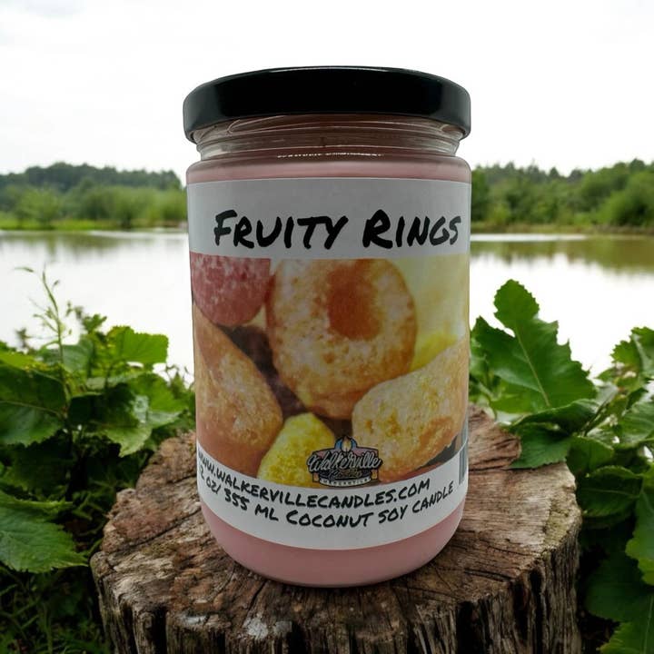 Walkerville Candles - Wholesale Jar/Filled Candle - Fruity Rings Eco-friendly 12 oz Coconut Soy Candle4
