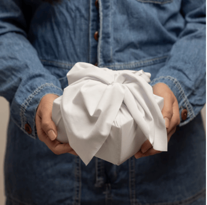 Shiki Wrap - Wholesale Flat Wrap - Set of 3 (S, L, XL) Reusable Cloth Furoshiki Gift Wrap | White2