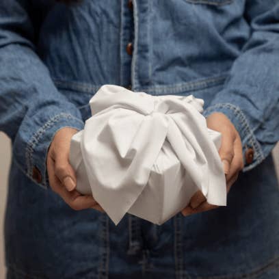 Shiki Wrap - Wholesale Flat Wrap - Set of 3 (S, L, XL) Reusable Cloth Furoshiki Gift Wrap | White2