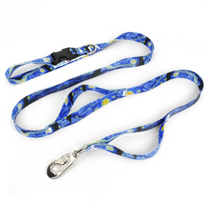 Van Gogh Starry Night Fab Grab Leash - Made in USA - Three Handles for wholesale by Buttonsmith