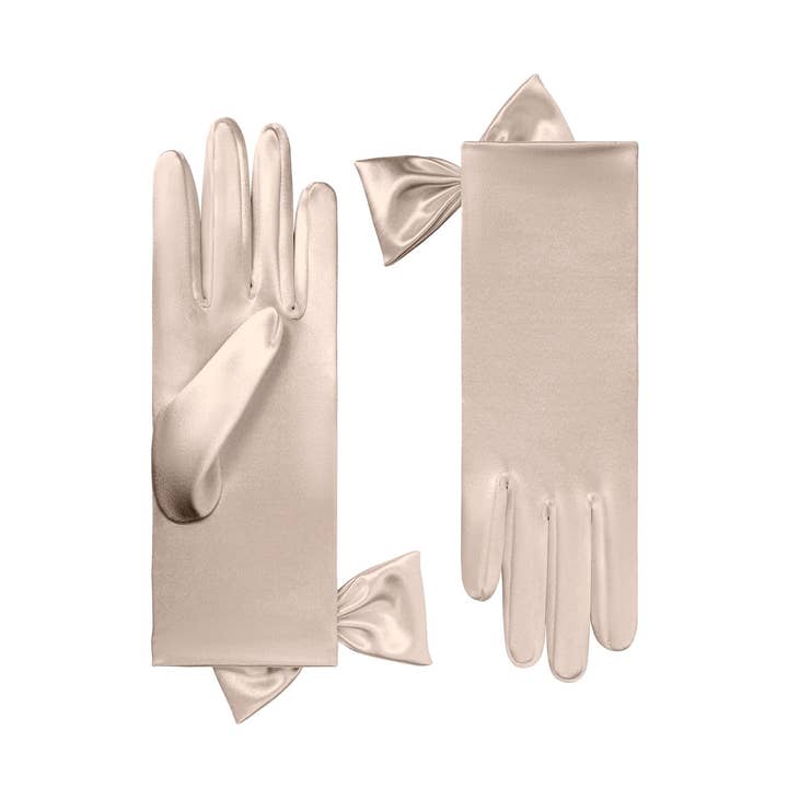 Penelope | Kurzer Satinhandschuh mit Sidebow für den Großhandel von Cornelia James