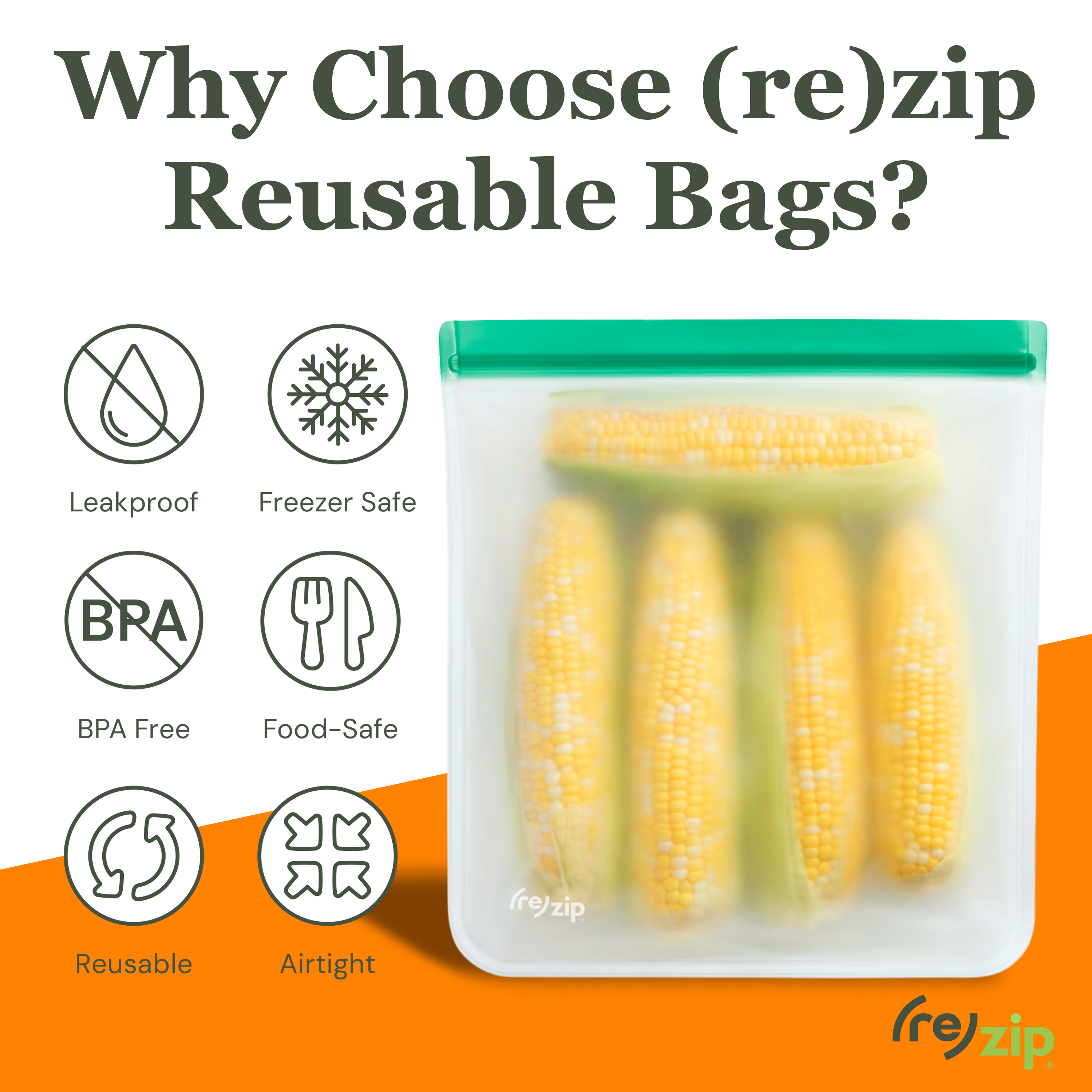 Rezip Co. - Vente Sachet de conservation/film alimentaire - Sacs de rangement réutilisables d'un gallon - Colorés - Ensemble de 4 pièces2