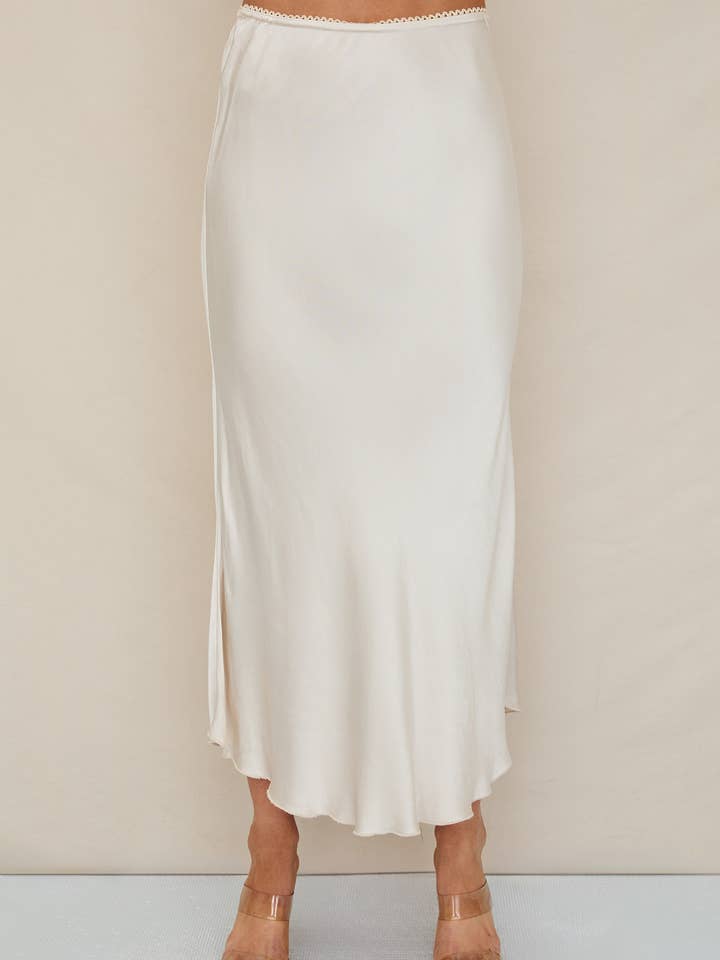 SILKY SLIP SKIRT WITH LACE ELASTIC WAISTBAND (9298/235110) for wholesale by MILIO MILANO