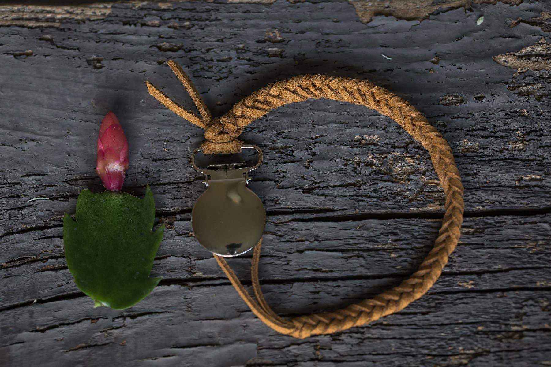 Brombie - Wholesale Pacifier Clip - Baby - Braided faux leather pacifier clip with metal attachment18