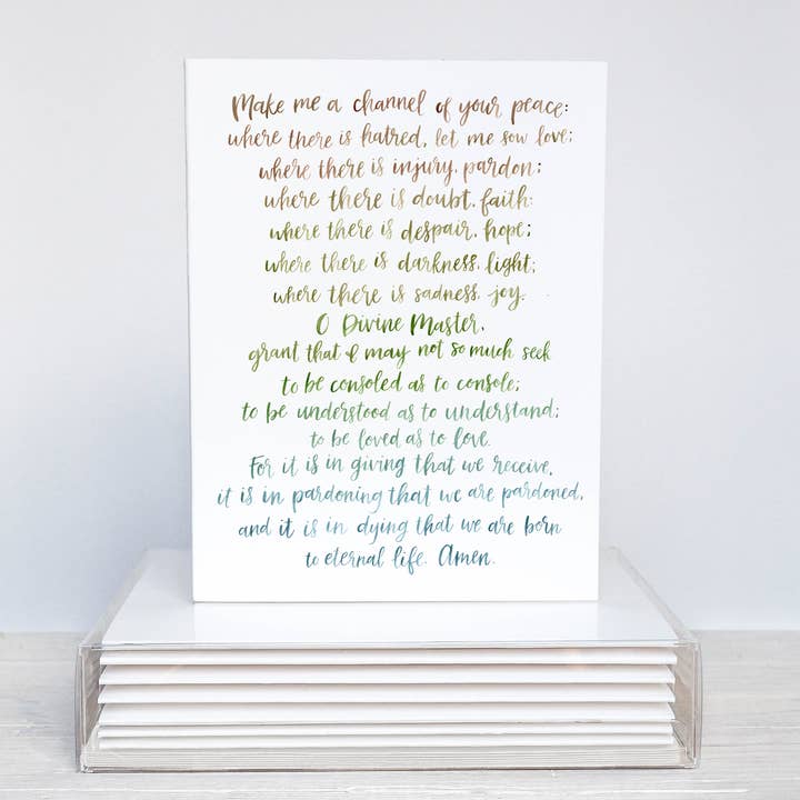 Prayer of St. Francis Blank Notecards - Set of 10 for wholesale by 12th and Blossom