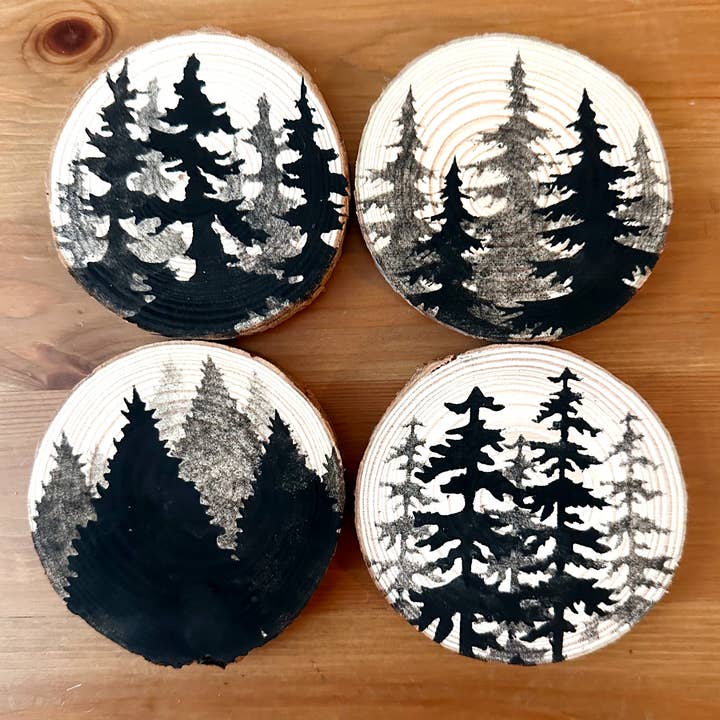 Columbia Wood Coaster Set - Trees for wholesale by Shakes + Speares