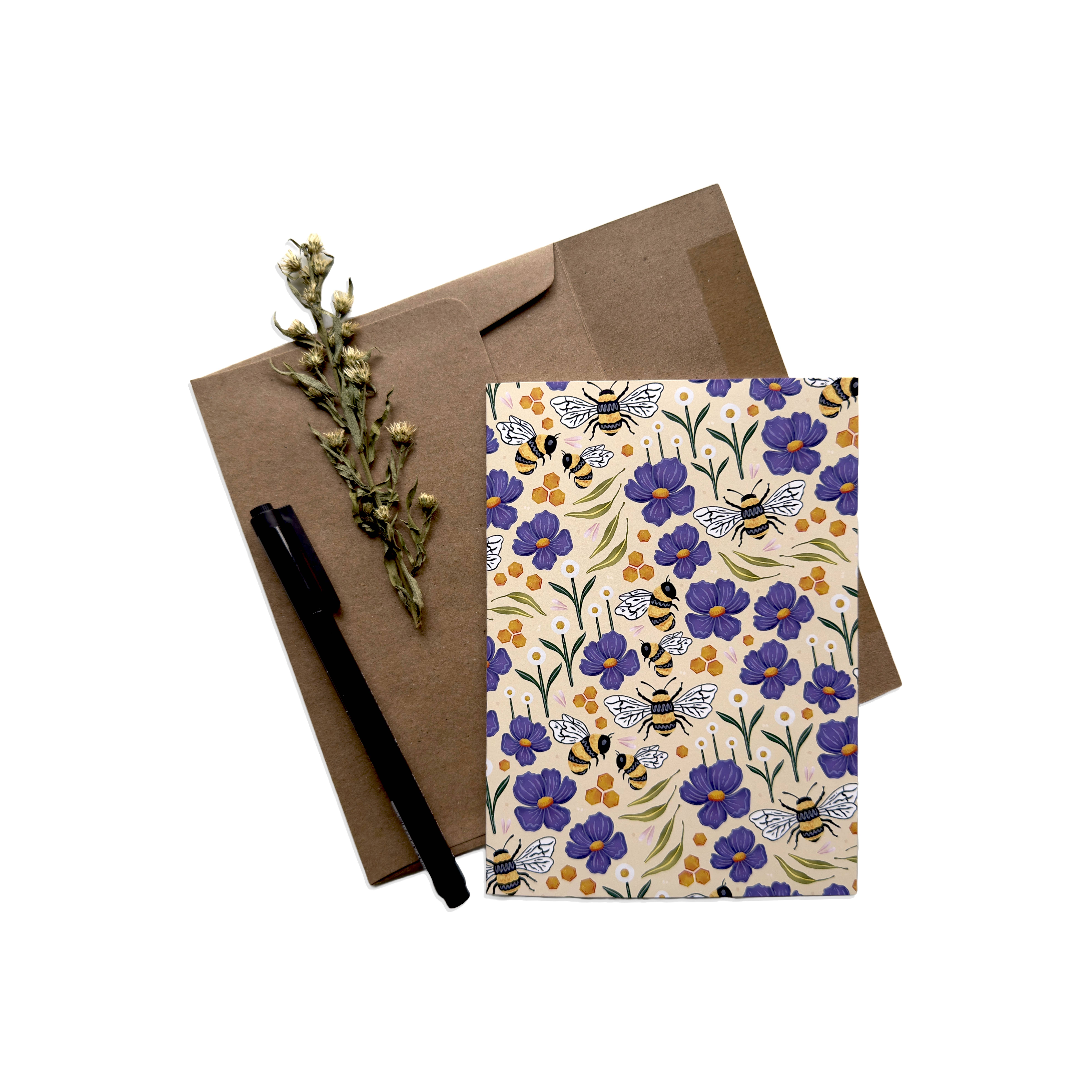 Kristin Heldt Art - Wholesale Everyday Greeting Card - Bee Pattern Blank Everyday Greeting Card1