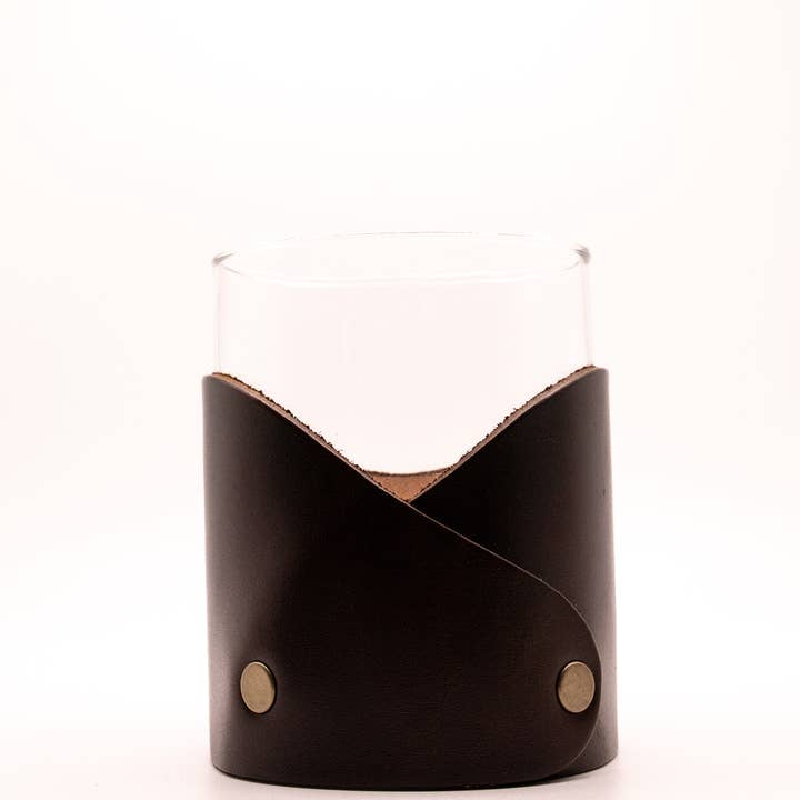 Lindy Leather - Wholesale Cocktail/Liquor Glass - Leather Rocks Glass - Plain