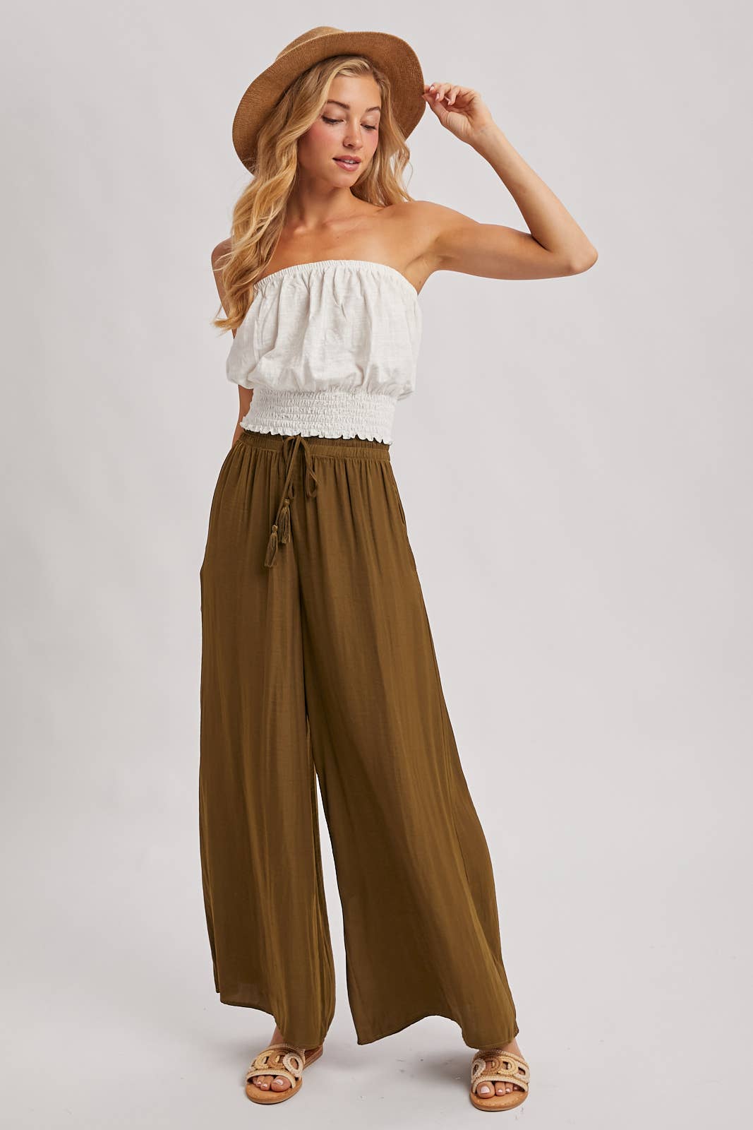 Bluivy - Wholesale Pants - Women's - SILKY PALAZZO WIDE LEG PANTS17