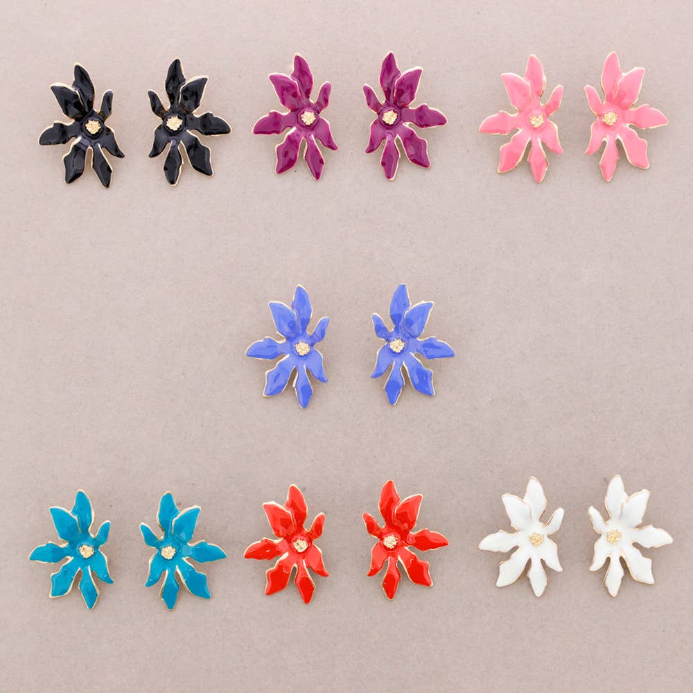 Sonata - Wholesale Dangle Earrings - Enamel Metal Flower Pressure Earrings1