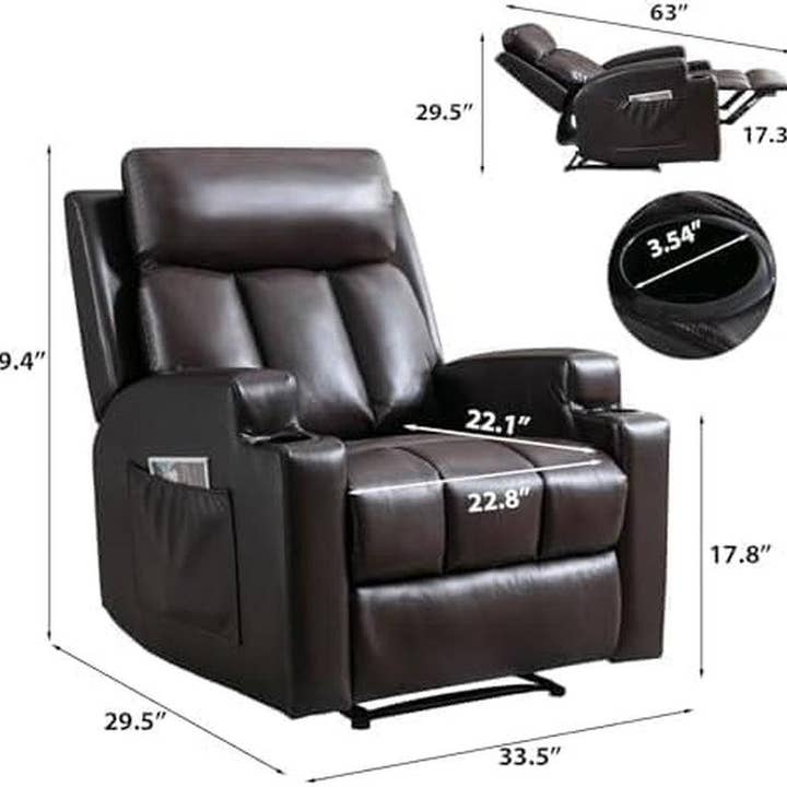 Brown UltraSoft Fabric Manual Recliner With Plush Arms for wholesale on Faire2