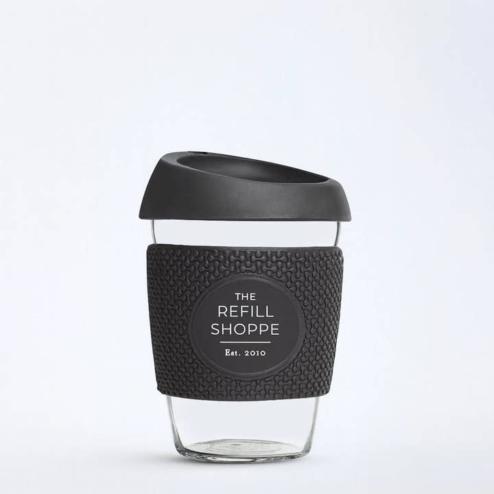 Bicchiere da Asporto in Vetro - Nero Onice per la vendita all'ingrosso da parte di The Refill Shoppe