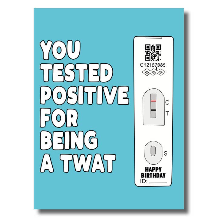 Biglietto d'auguri Tested Positive Twat per la vendita all'ingrosso da parte di Filthy Sentiments