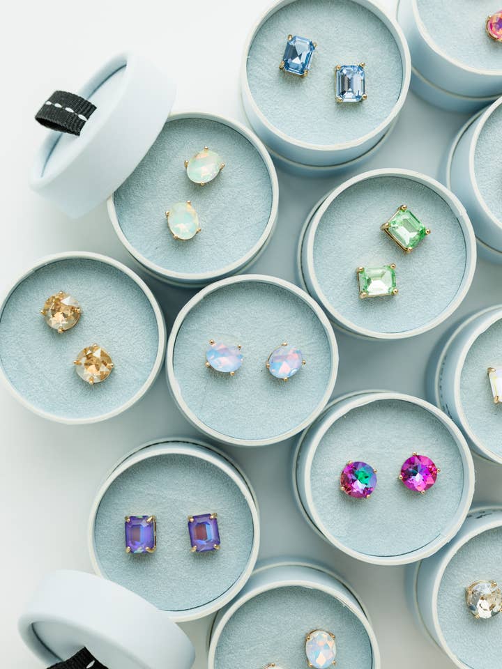 Crystal Powder Boxed Earring for wholesale by Violet & Brooks