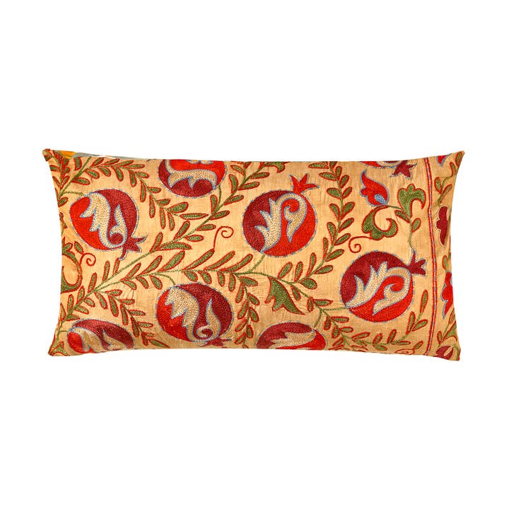 Taj Mahal Pomegranate Suzani Cushion Double Sided With Ikat for wholesale by Héritage Genève
