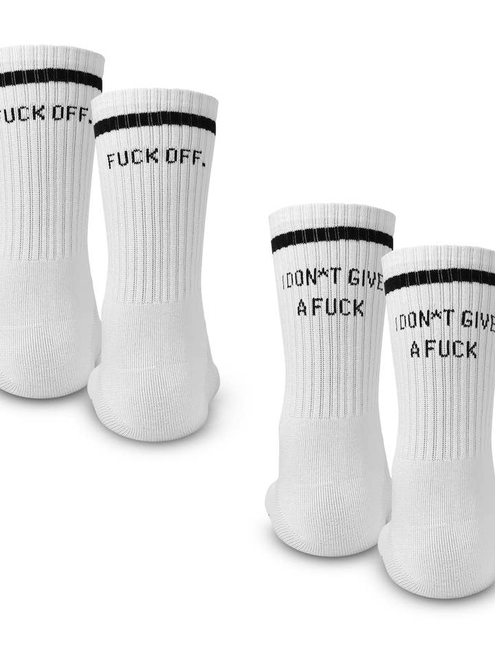 Made By Nami – wholesale Socks – Unisex – Crew Socks 2-Pack, with Sayings, 41-45 "F**k Off"