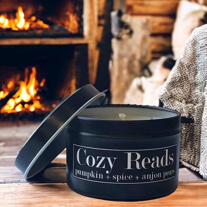 Fly Paper Products - Wholesale Travel Candles - Cozy Reads 4oz Candle Pumpkin + Spice + Anjou Pear3