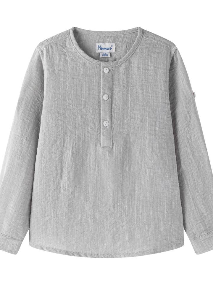 Jongensoverhemd 3-9A grijs mao kraag JBV96243 voor wholesale door Newness Kids