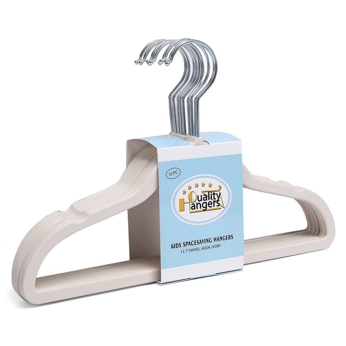 Quality Hangers - Wholesale Clothes hangers - P415 – 13.7" Kids Slim Ivory ABS Plastic Hangers – 10 Pack0